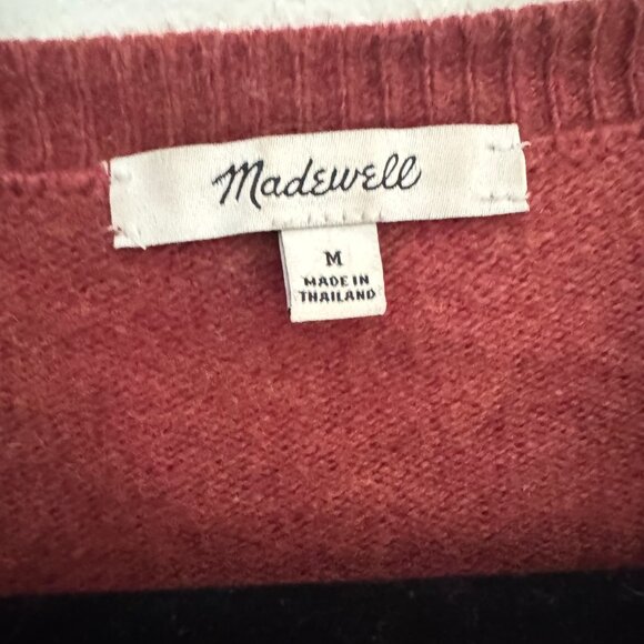Madewell Wool/Cotton blend orange v neck cozy Size Medium Sweater Balloon Sleeve - Picture 2 of 5